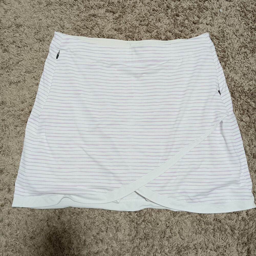 Peter Millar Tennis Skort Women's Large White With Purple And Teal Stripes